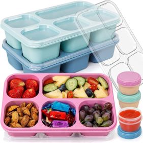 Adult Lunch Boxes - Reusable 3-Pack Snack Box Containers with 5 Compartments and 3 Condiment Cups, BPA-Free Food Storage for Meal Prep, School, W Adult Lunch Boxes - Reusable 3-Pack Snack Box Containers with 5 Compartments and 3 Condiment Cups, BPA-Free Food Storage for Meal Prep, School, W